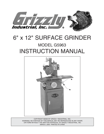 Grizzly Grinder G5963 Instruction manual | Manualzz