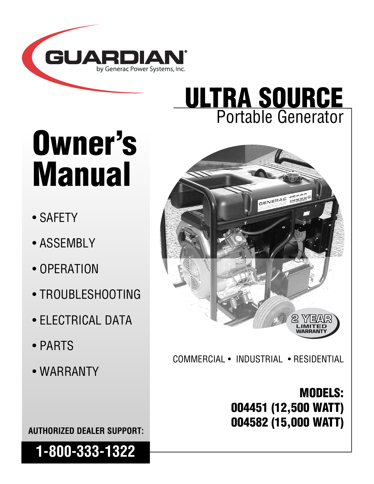 Guardian Technologies Portable Generator 004451 (12,500 WATT), 004582 ...
