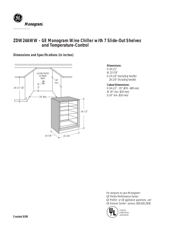 Ge Zdw24aww Refrigerator Zdw24aww User Manual Manualzz