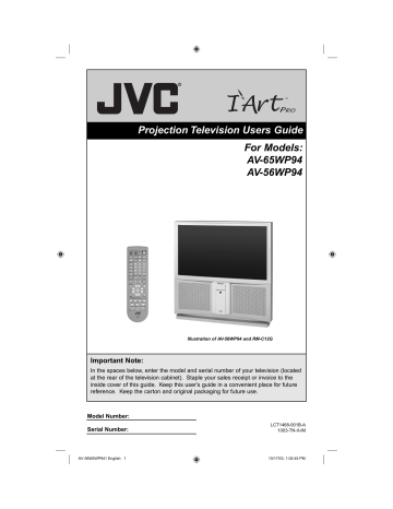 JVC Projection Television 1003-TN-II-IM User`s guide | Manualzz