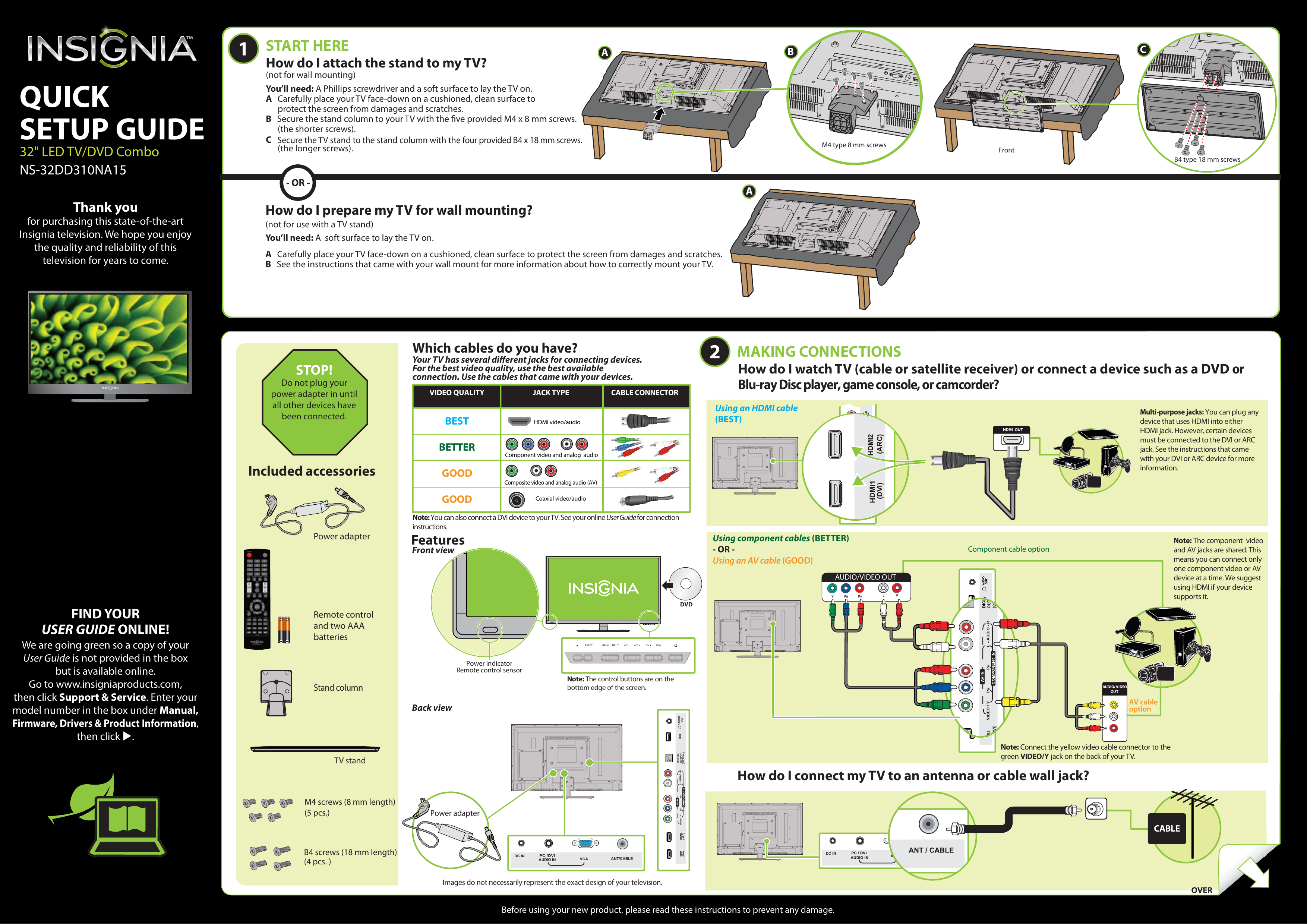 Insignia Ns 32dd310na15 Tv Dvd Combo Ns 32dd310na15 User Manual Manualzz