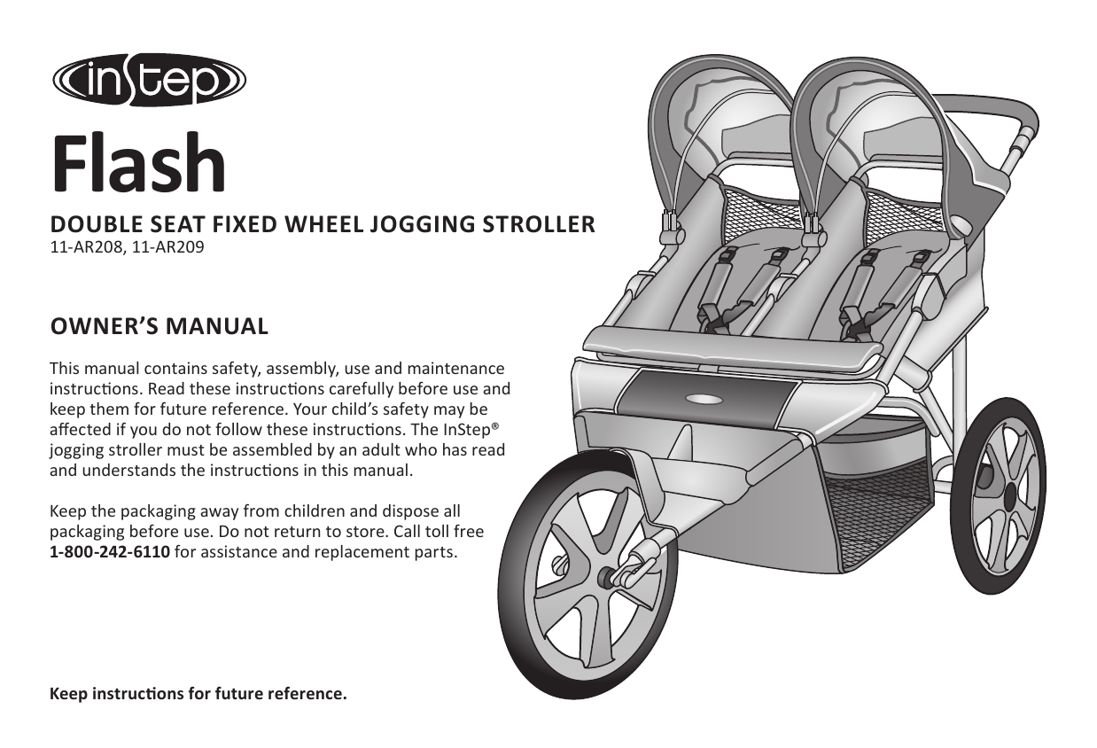 instep fixed wheel jogging stroller