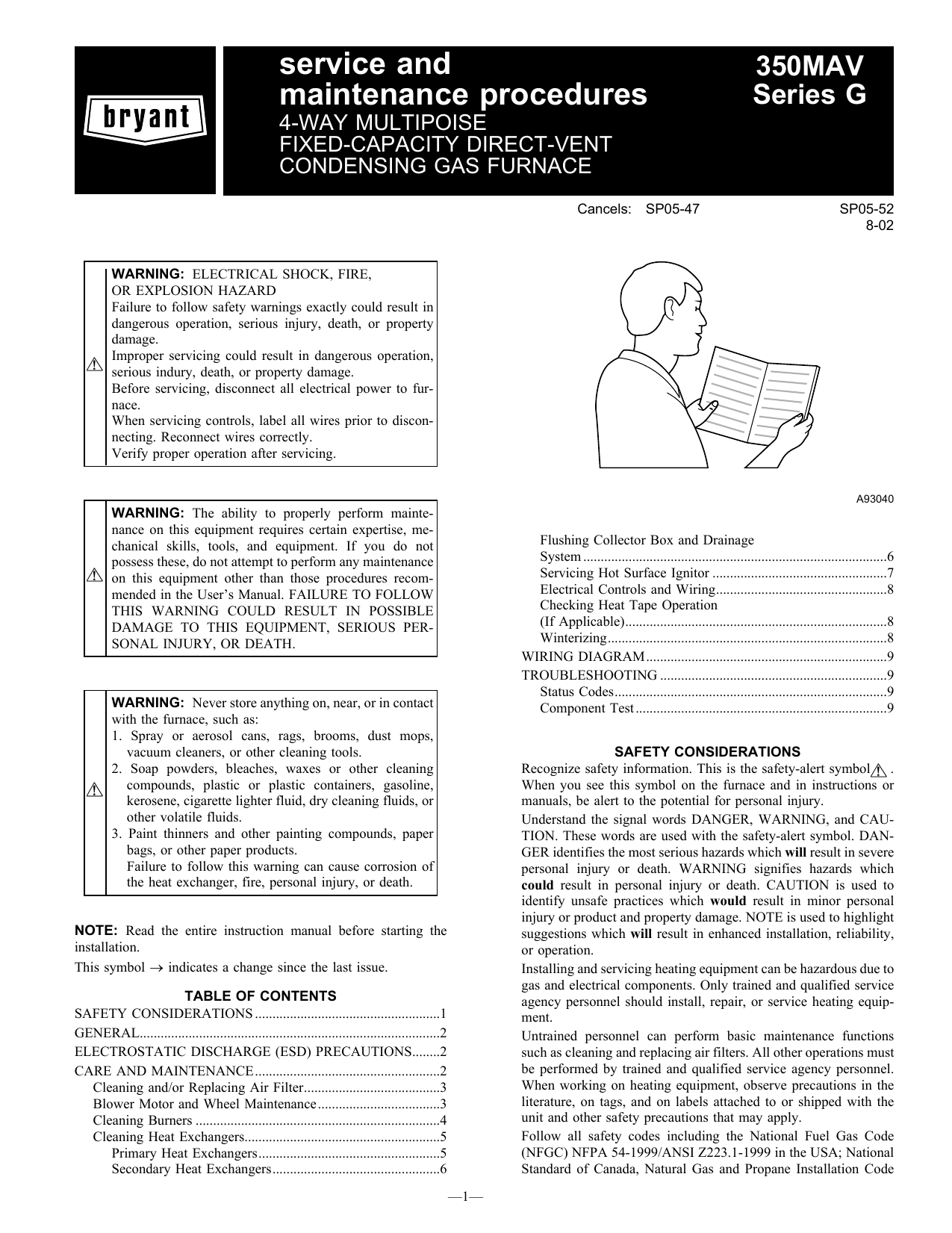 Bryant Furnace 350mav User Manual Manualzz
