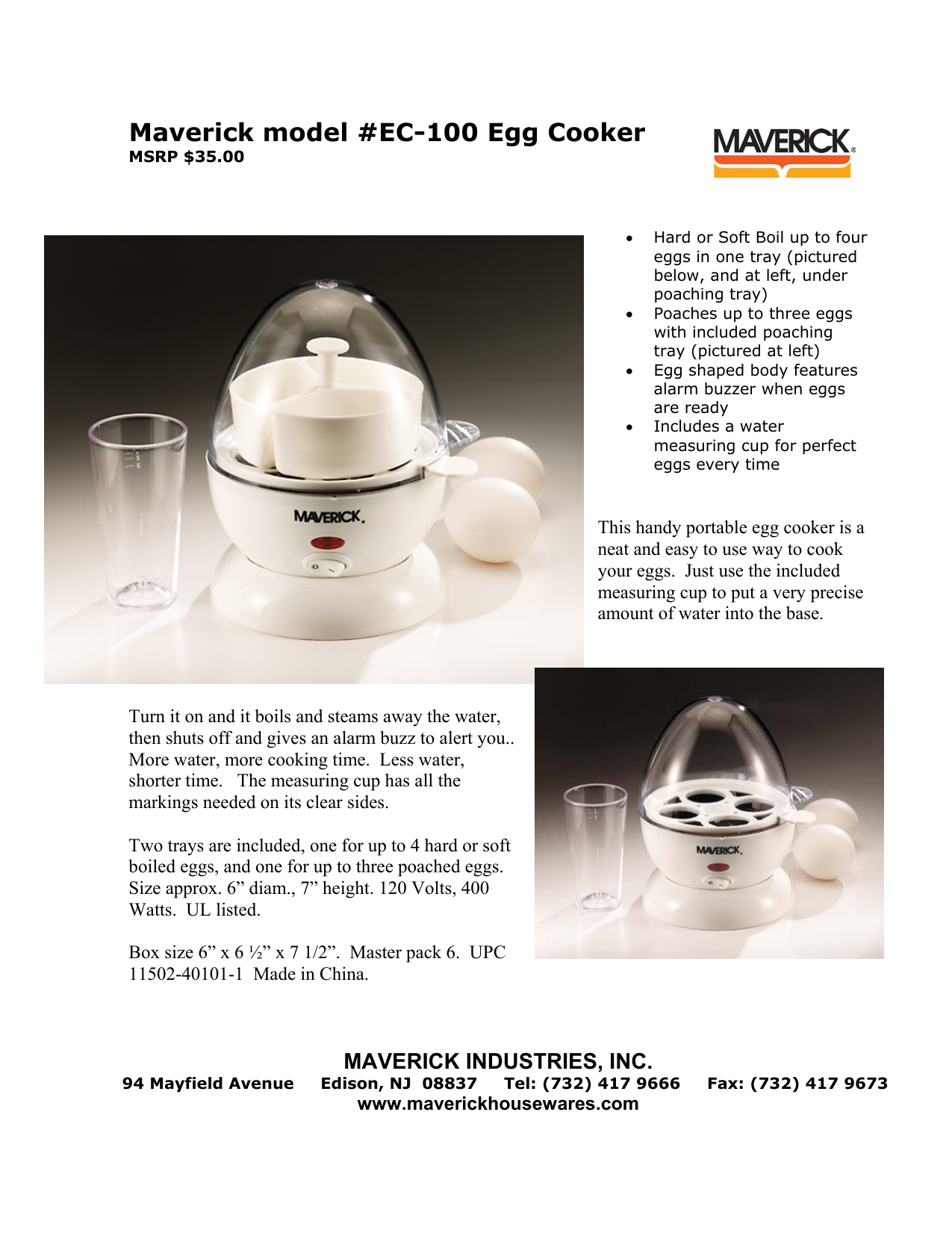 Maverick Henrietta Hen Egg Cooker - SEC-2