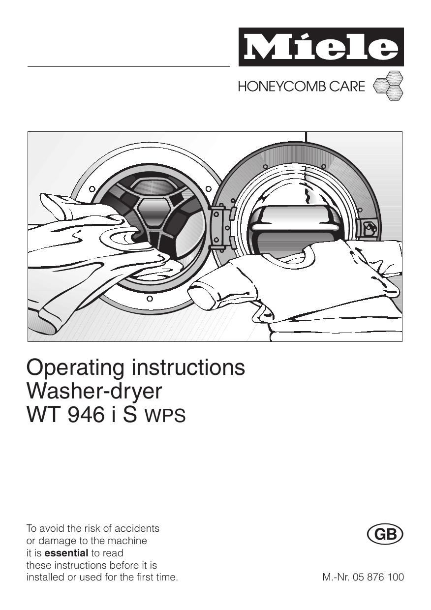 Miele Washer/Dryer WT946 IS WPS User manual Manualzz