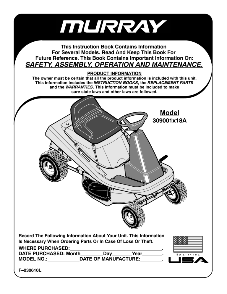 Murray Riding Lawn Mower Repair Manual