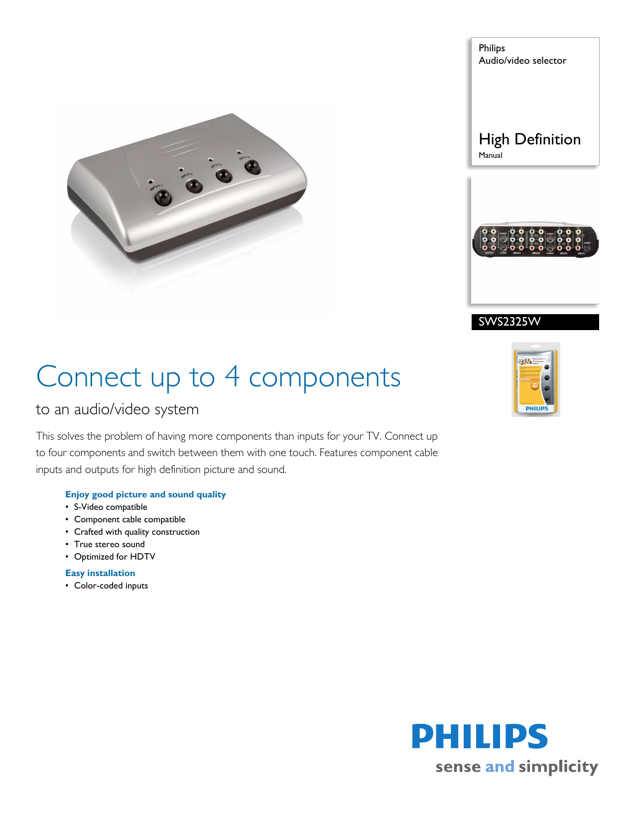 video//audio switch Philips Manual A//V Switcher SWS2283W