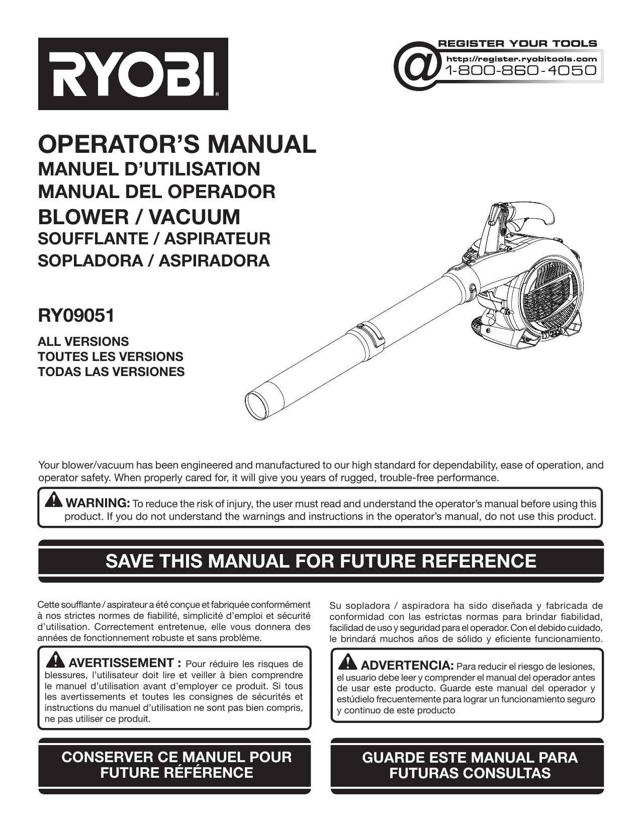 Ryobi Blower RY09051 User manual Manualzz