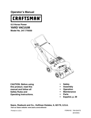 Carburetor Carb for Craftsman 247.77055 247.77055 6hp Yard Vacuum 