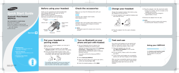 Samsung WEP 410, Bluetooth Headset WEP 410 User manual | Manualzz