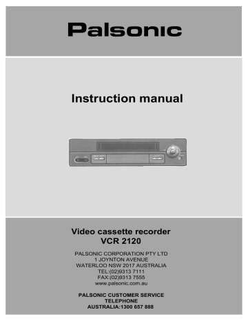 Palsonic VCR VCR2120 Instruction manual | Manualzz