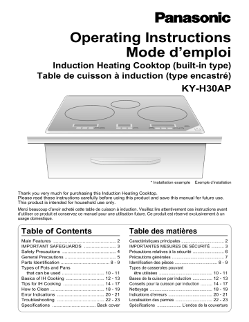 Panasonic Cooktop KY-H30AP User manual | Manualzz