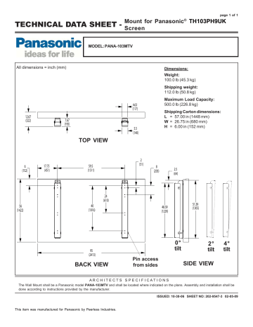 Panasonic TV Mount TH103PH9UK User manual | Manualzz