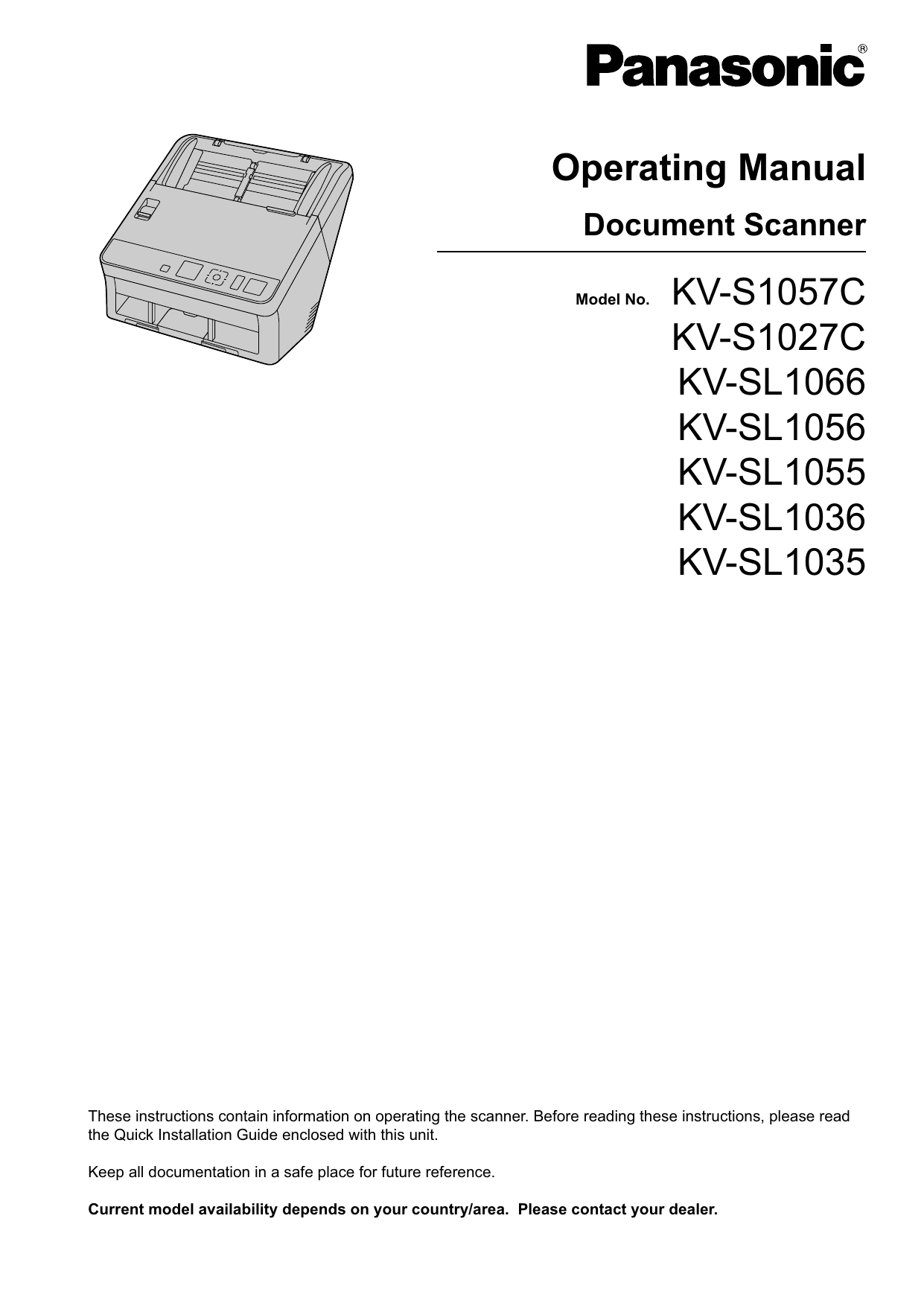 Panasonic Scanner KVS1057C User manual Manualzz