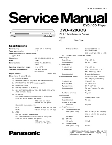 Panasonic Speaker System DVD-K29GCS User manual | Manualzz