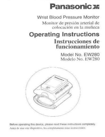 Panasonic Blood Pressure Monitor EW280 User manual | Manualzz