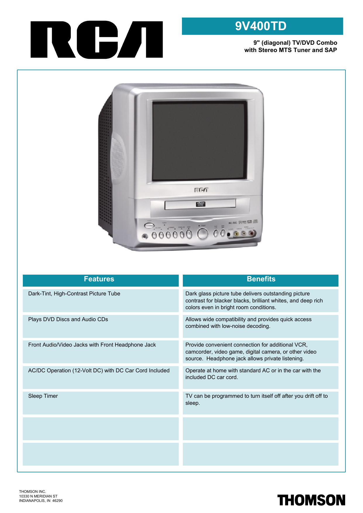 Rca Tv Dvd Combo 9v400td User Manual Manualzz