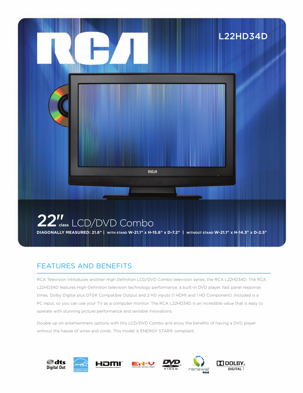 Rca Tv Dvd Combo L22hd34d User Manual Manualzz