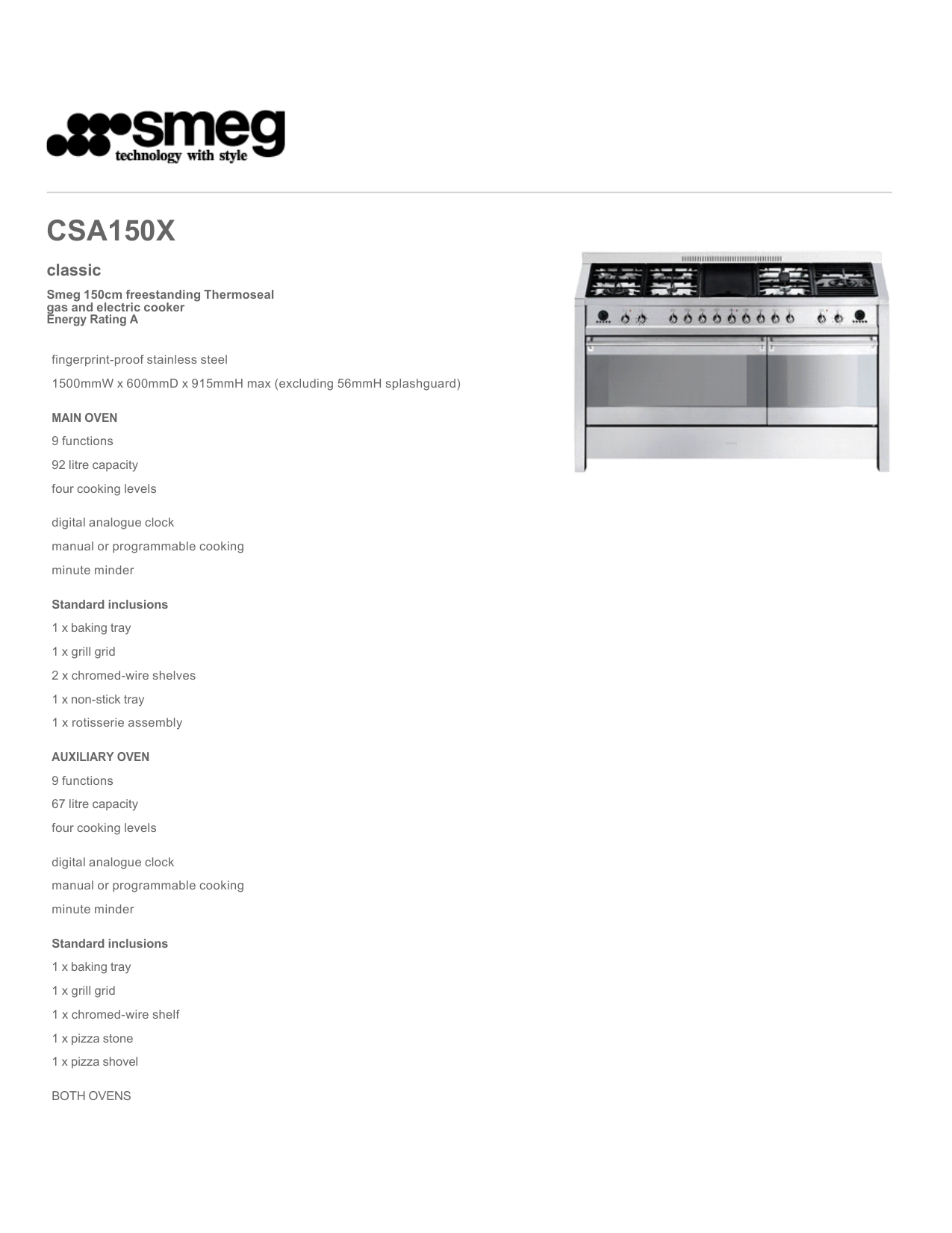 Smeg Electric Grill Csa150x Csa150x User Manual Manualzz