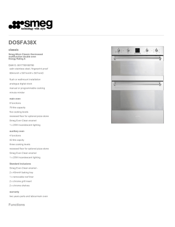 Smeg Microwave Oven Dosfa38x User Manual Manualzz