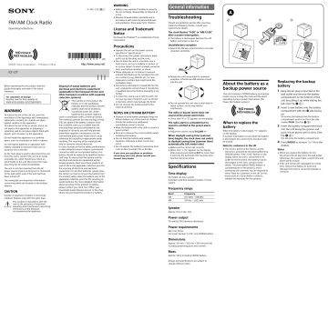 Sony Clock Radio ICF-C1T User manual | Manualzz