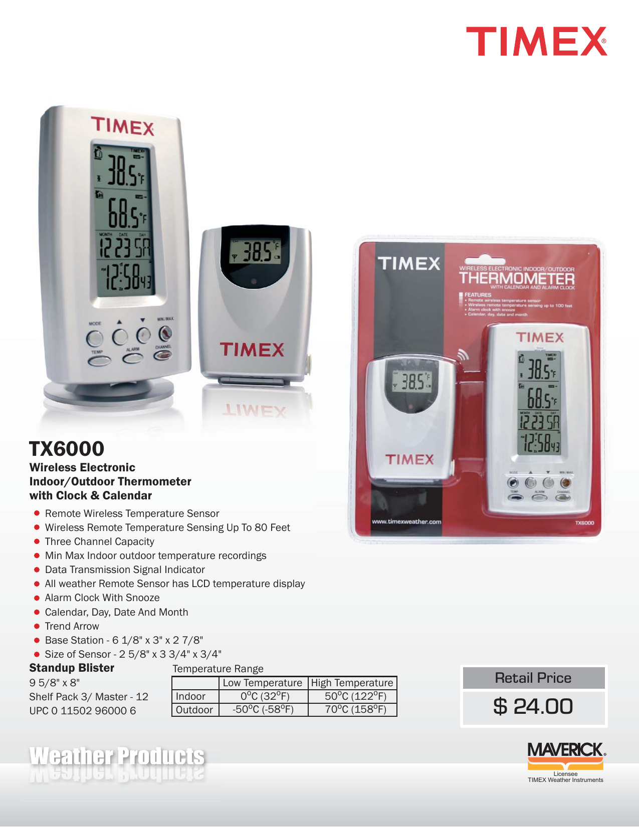 TIMEX Weather Products Thermometer TX6000 User manual Manualzz