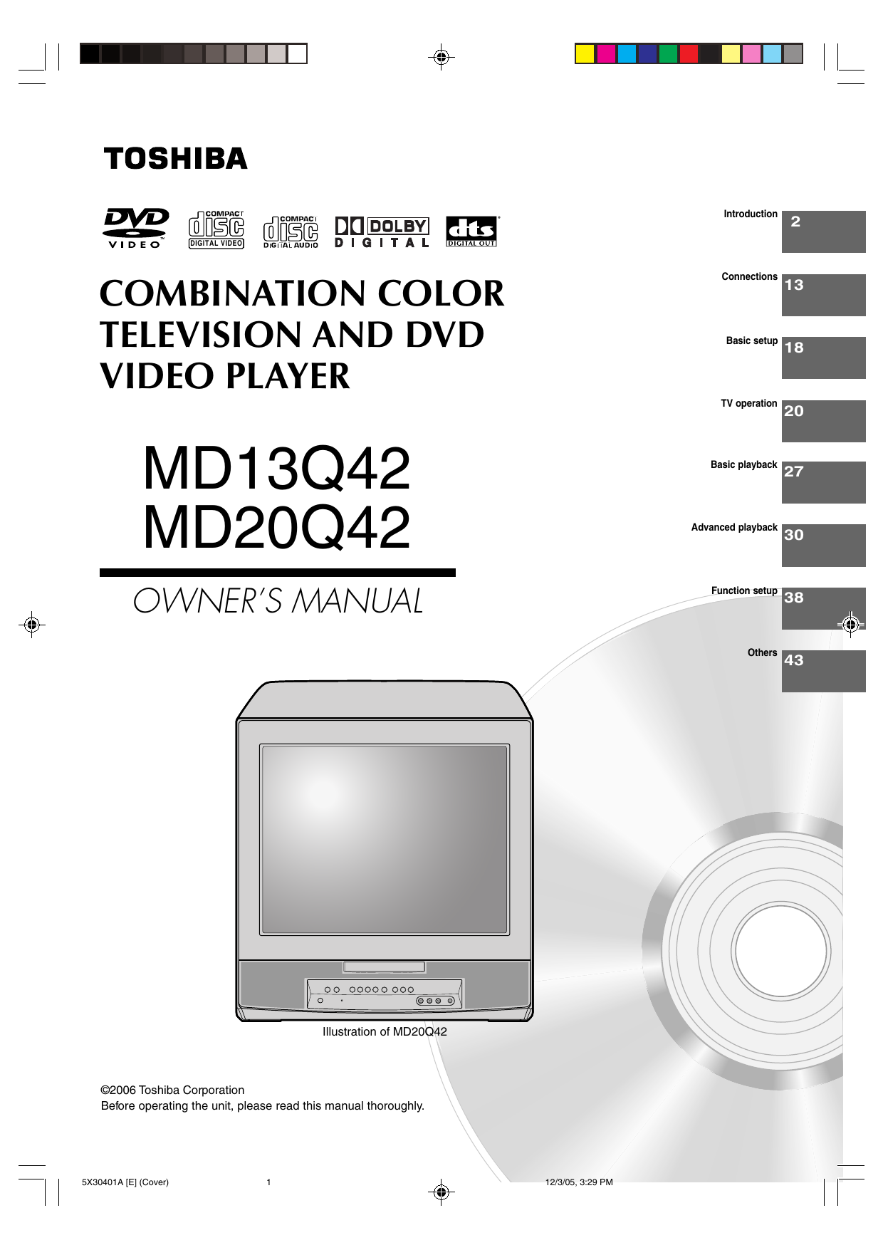 Toshiba Tv Dvd Combo Md13q42 User Manual Manualzz