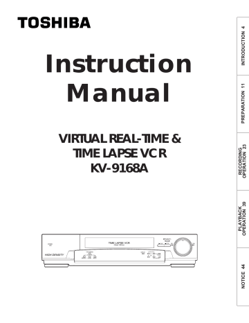 Toshiba VCR kV-9168A Instruction manual | Manualzz
