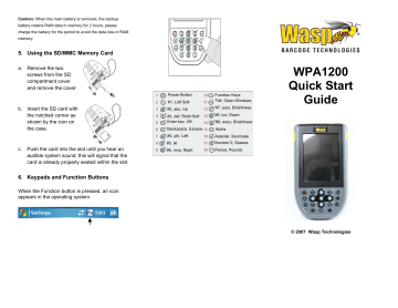 Wasp Bar Code Scanner WPA1200 User manual | Manualzz
