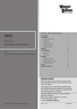 Wayne-Dalton Car Video System 9800 User manual