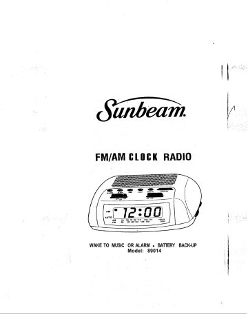 Sunbeam Clock Radio 89014 User manual | Manualzz