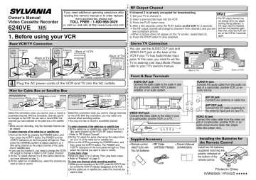 Sylvania VCR 6240VE Owner's Manual | Manualzz