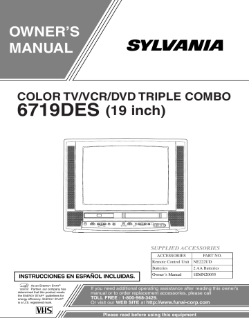 Sylvania TV VCR Combo 6719DES User manual | Manualzz