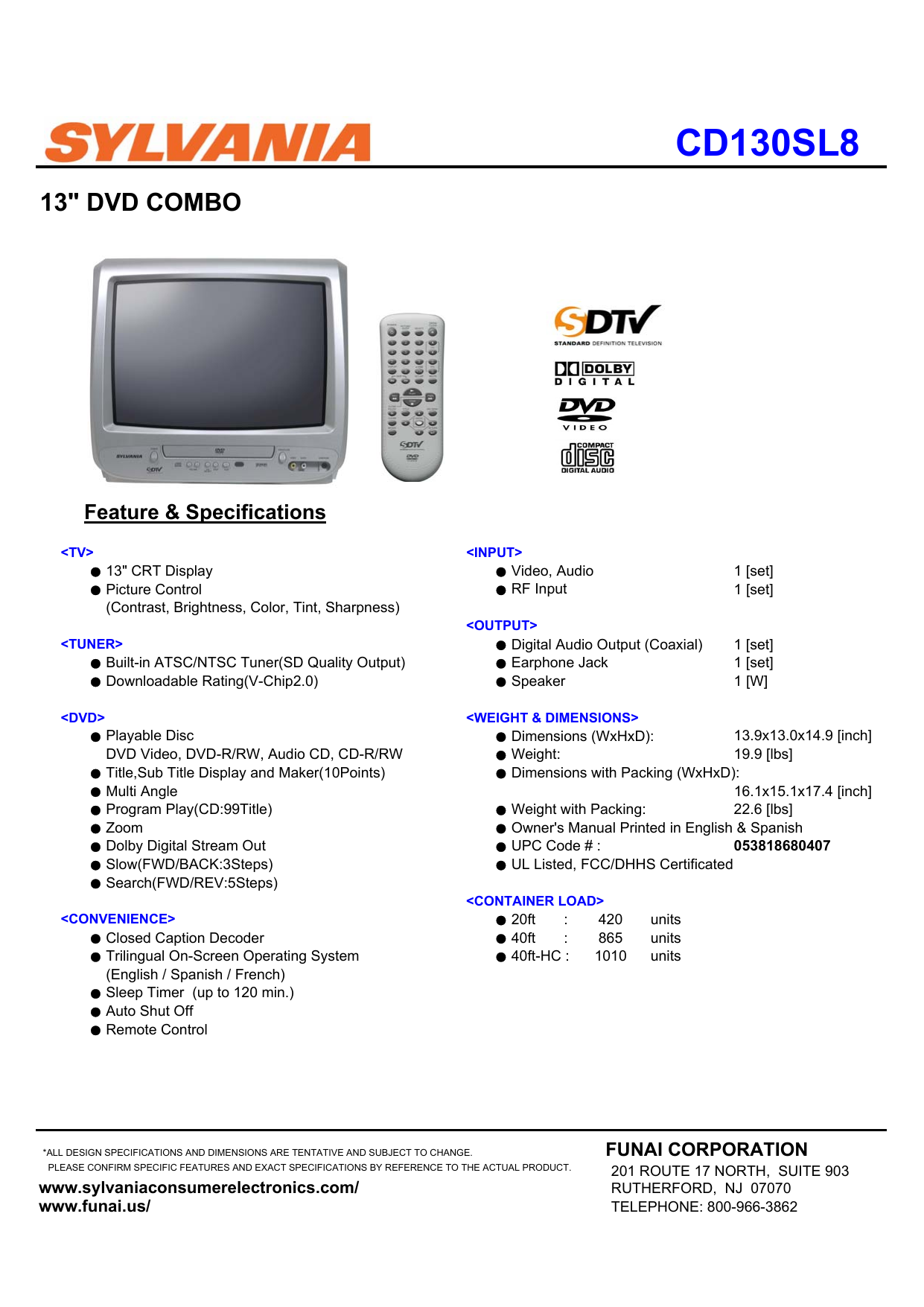 Sylvania Tv Dvd Combo Cd130sl8 User Manual Manualzz