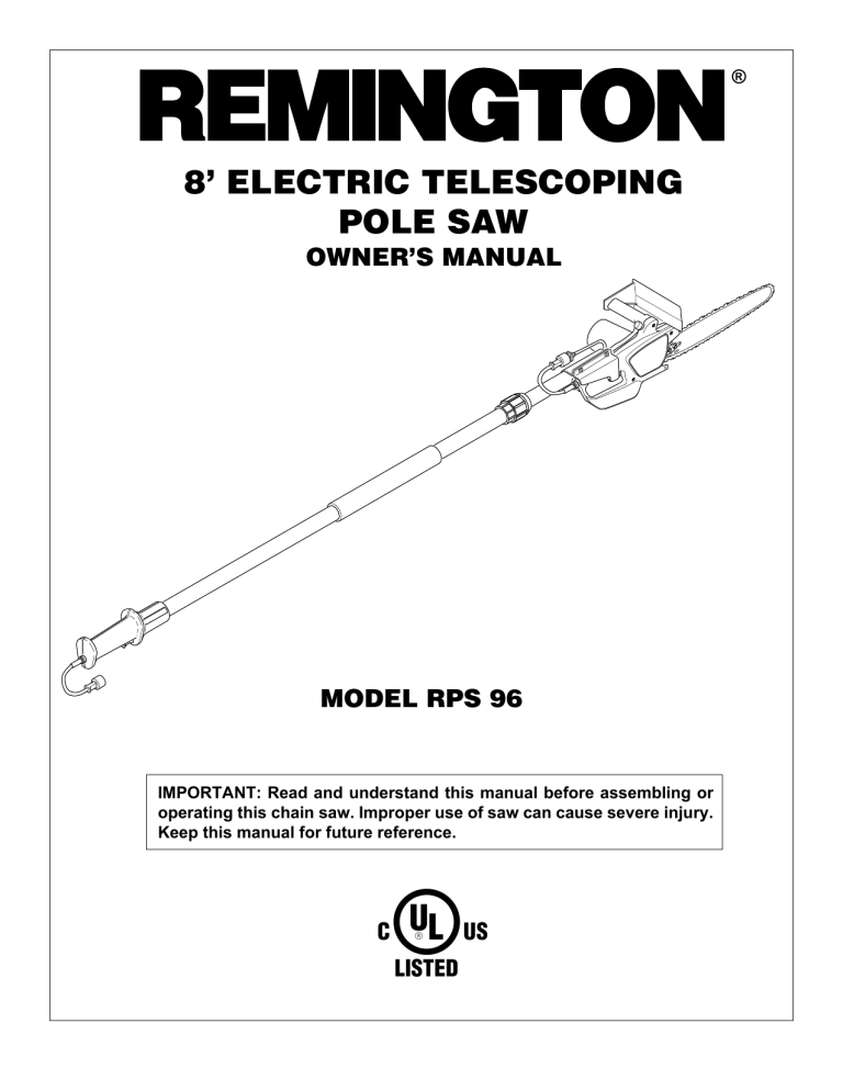 Remington Pole Saw RPS 96 User manual Manualzz