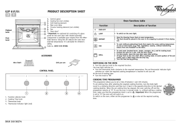 Whirlpool Double Oven G2P 61F/01 User manual | Manualzz