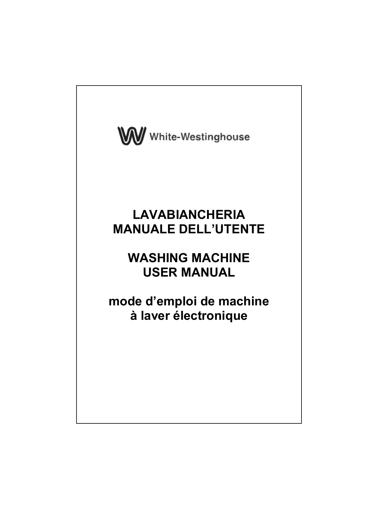 White-Westinghouse Washer WM50T-1 User manual | Manualzz