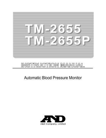 A&D Blood Pressure Monitor TM-2655P User manual | Manualzz