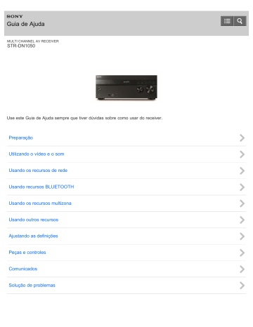 Sony STR-DN1050 Receptor AV de Home Theater de 7.2 canais Guia de Ajuda (PDF imprimir) | Manualzz