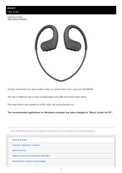 Sony Nw Ws623 Operating Instructions Owner S Manual Quick Start Guide User Guide User Manual