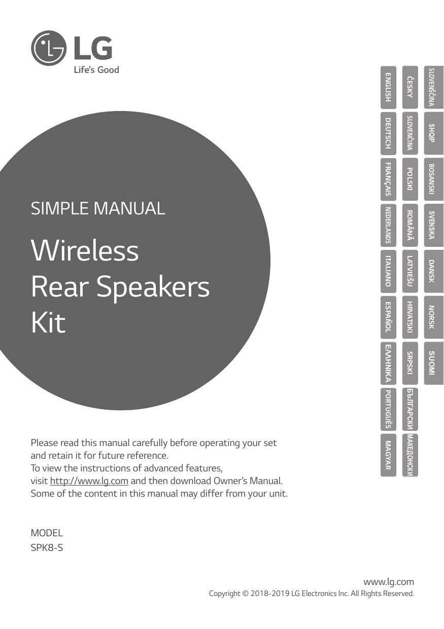 LG SPK8, LG SPK8, SPK8-S User guide | Manualzz