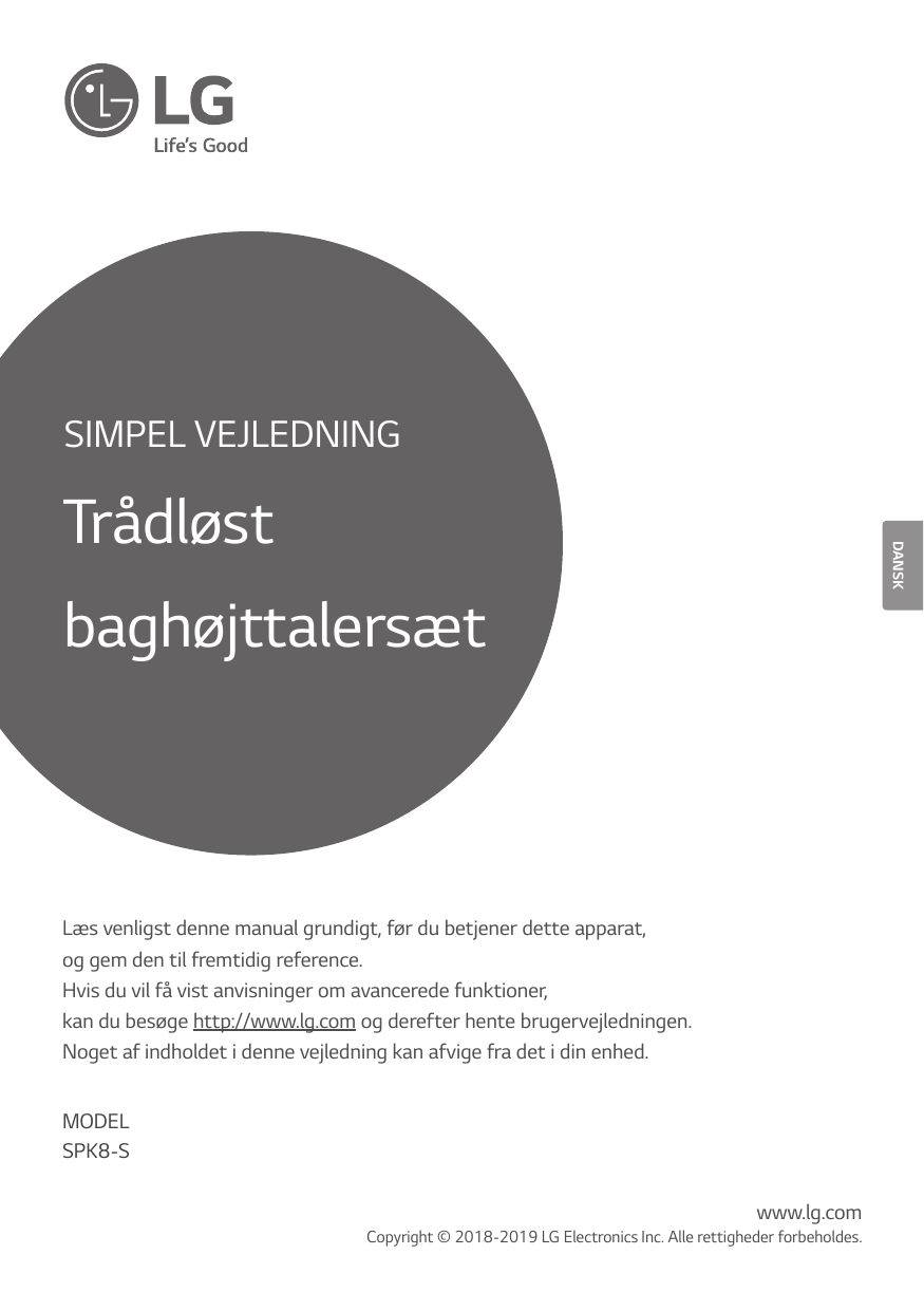 LG SPK8-S Brugervejledning | Manualzz