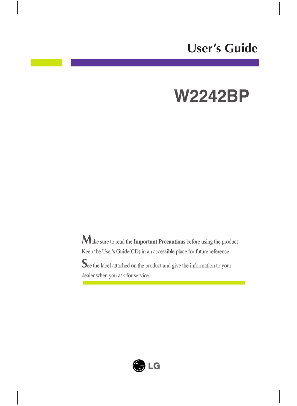LG W2242BP-SF User guide | Manualzz