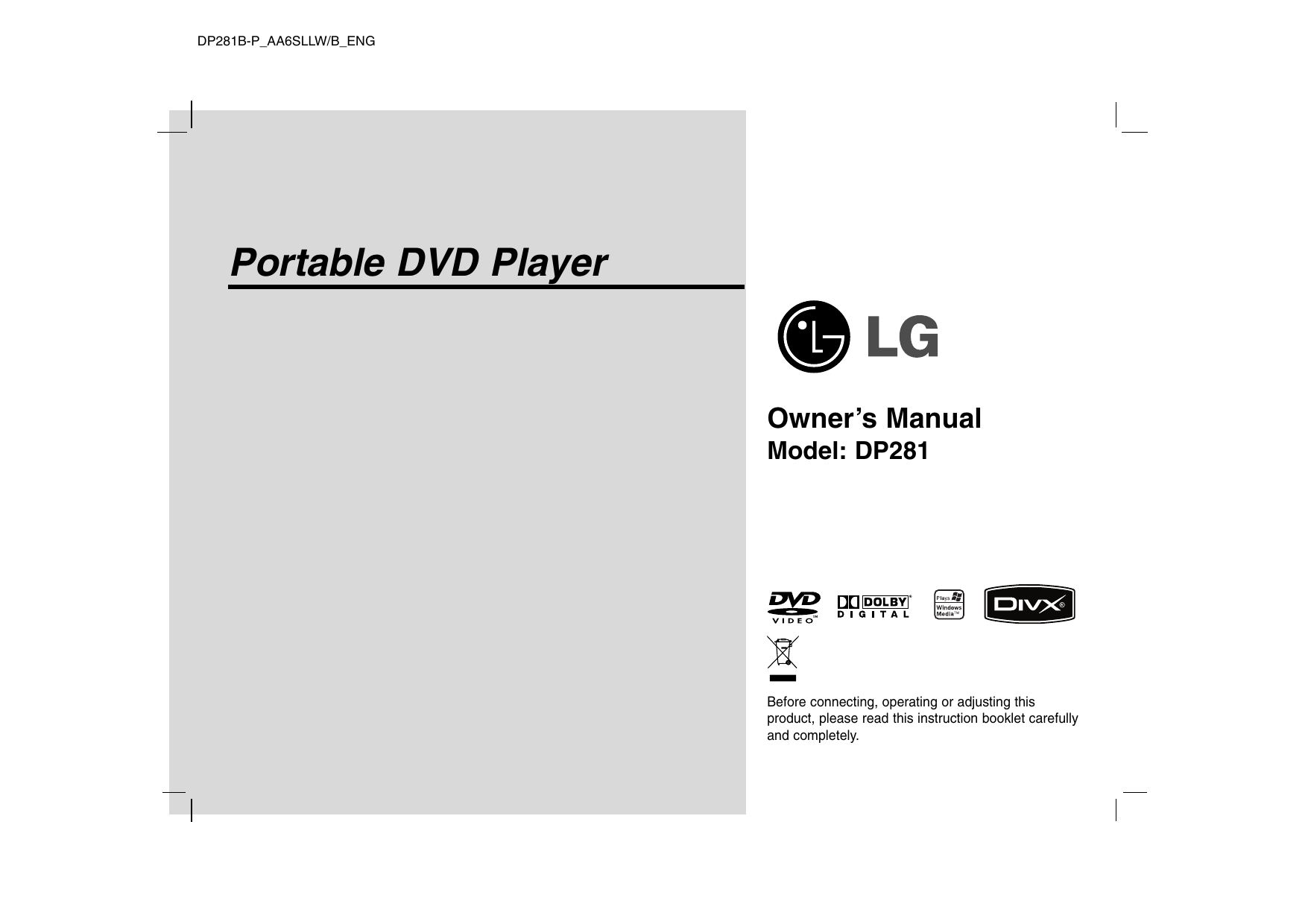 Lg Dp281 User Manual Manualzz