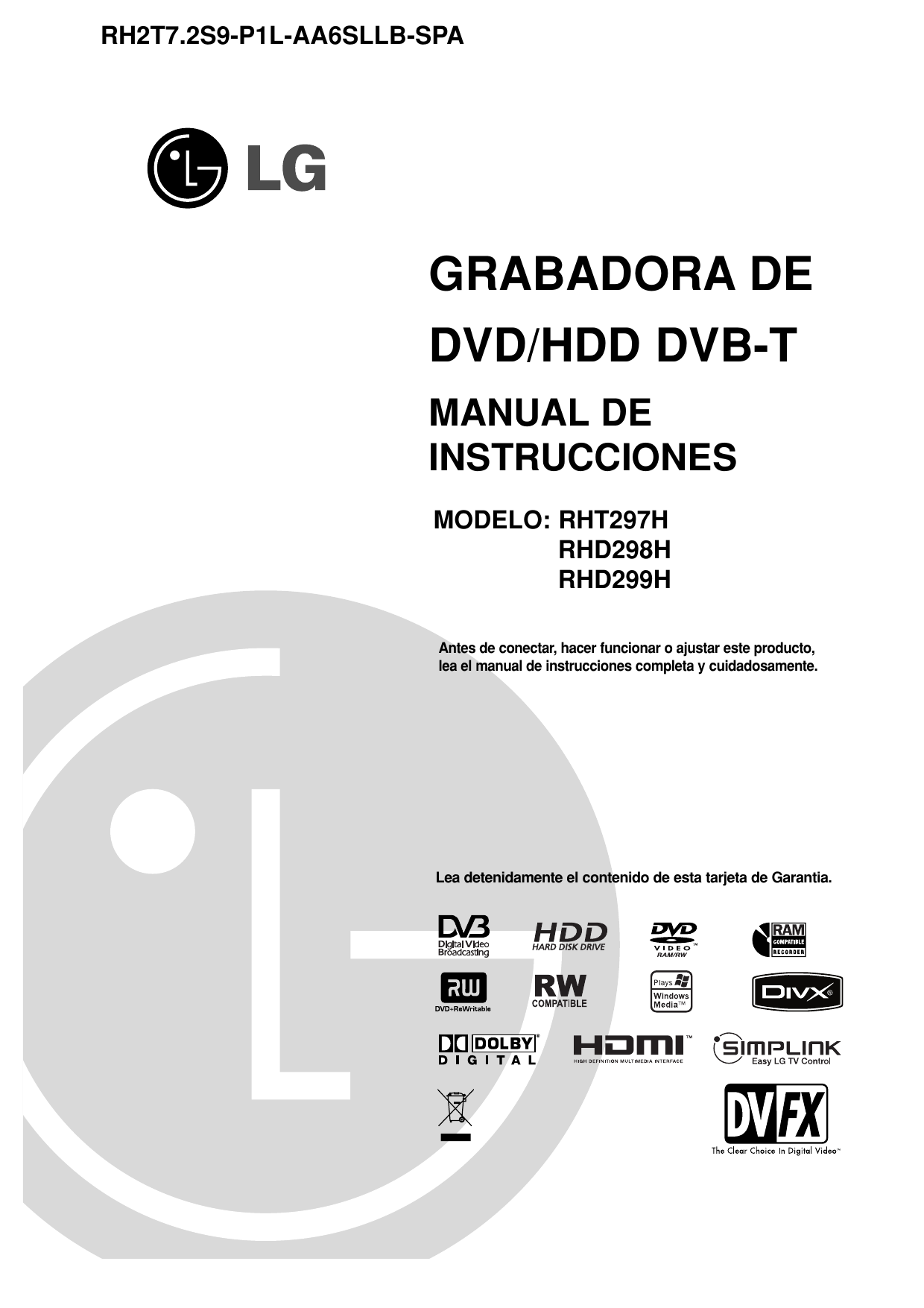 LG RHT598, grabadora DVD con disco duro