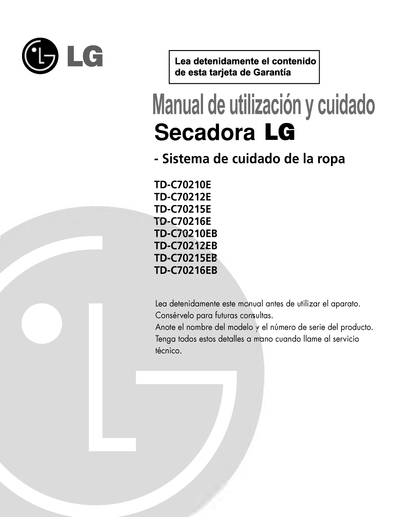 LG TD-C70212EB Manual de Usuario | Manualzz