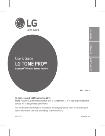 LG HBS-770 Owner's Manual | Manualzz
