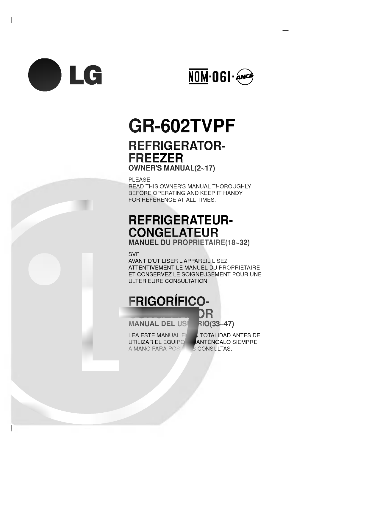 Lg Gr 602tvpf Owner S Manual Manualzz