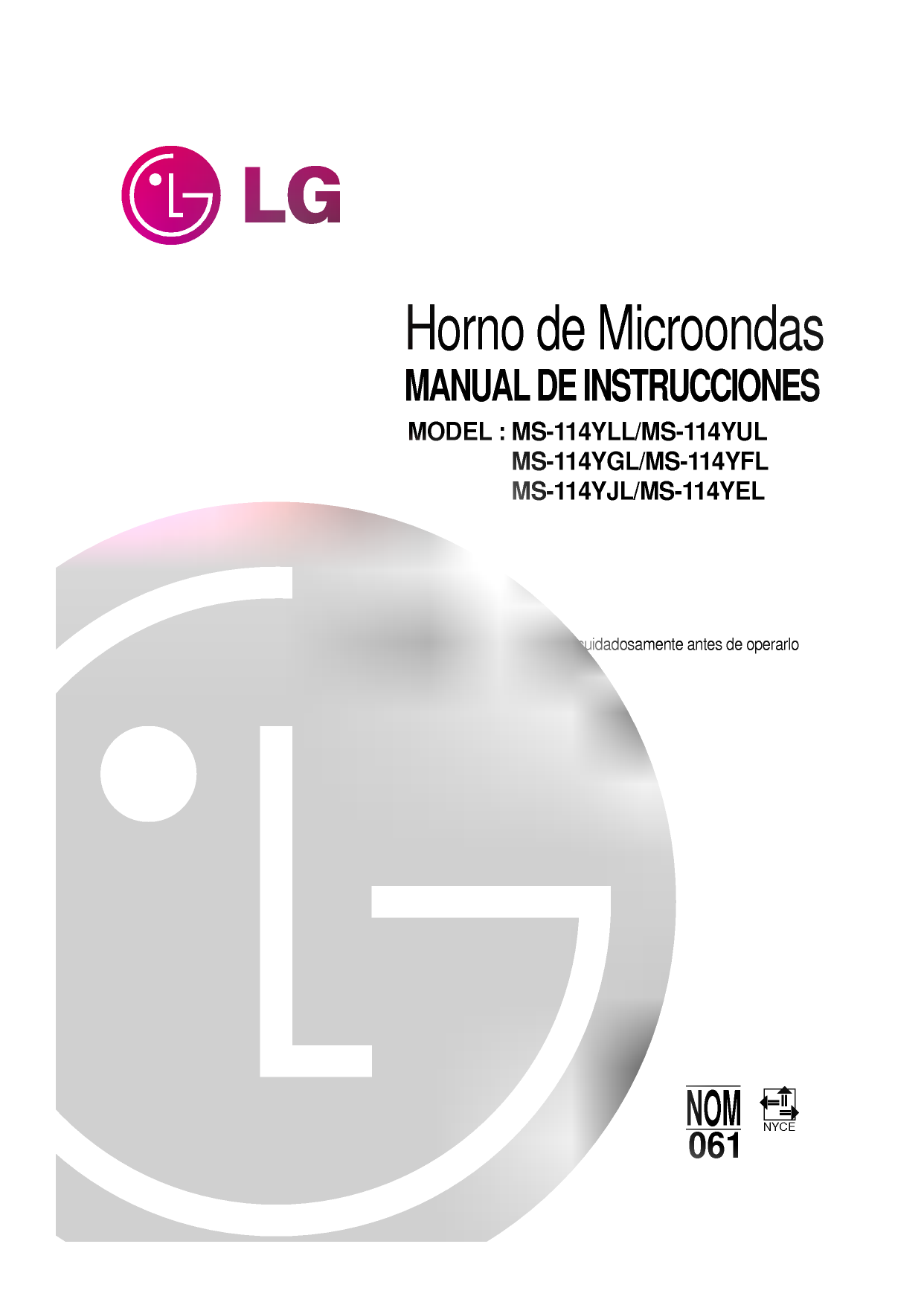 HORNO MICROONDAS GRILL 1-5 PIE LG MH1596CIR.