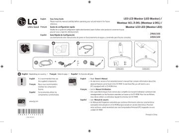 LG 29WL500-B, 29WL500-B.AUS, 34WL500-B Installation Guide | Manualzz